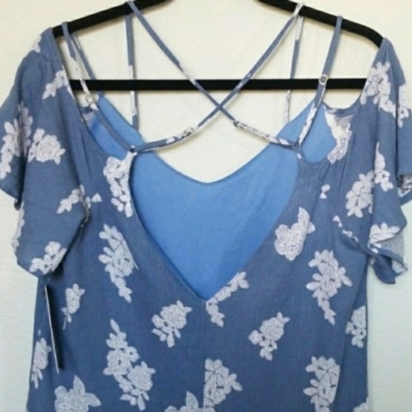 Lulu's Girly Summer floral cold shoulder mini dress NWT medium - Picture 5 of 9